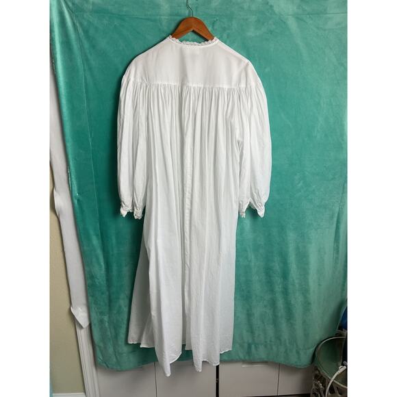 Eileen West For Queen Annes Lace Nightgown White Button Down Cotton Small - Picture 5 of 11